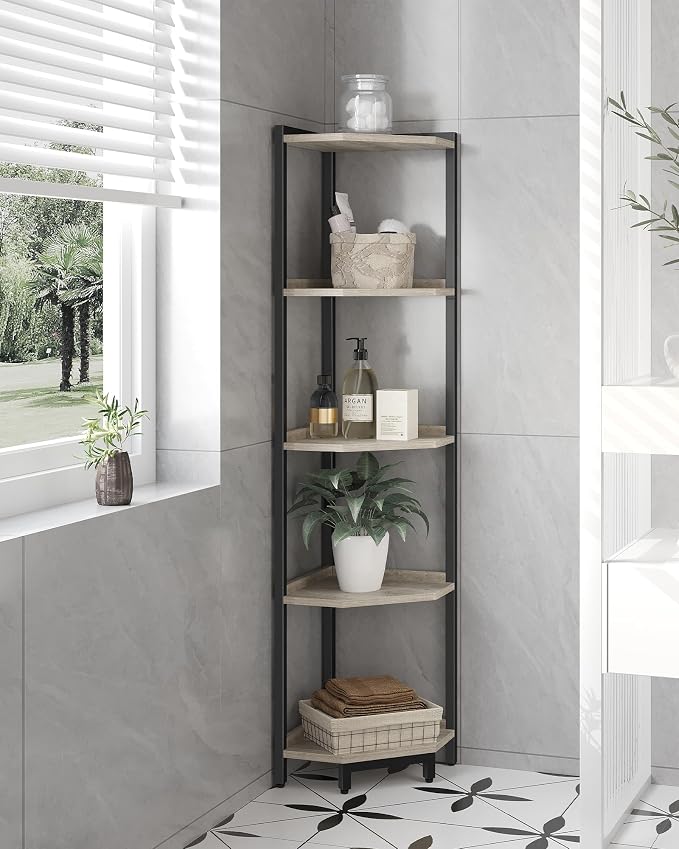 Hzuaneri Corner Shelf Stand, Corner Bookshelf, Storage Standing Shelf Unit - Image 5