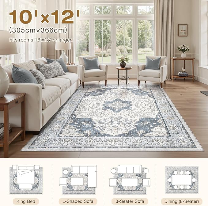 cotiled 10x12 Area Rugs Large Washable Rugs - Image 7