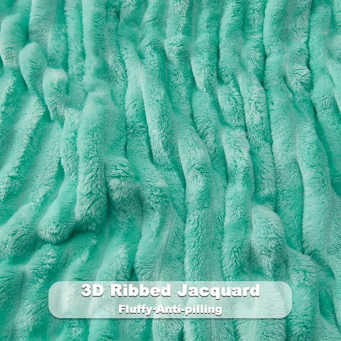 NEWCOSPLAY Super Soft Twin Blanket Aqua Premium Silky Flannel Fleece 3D Ribbed - Image 5
