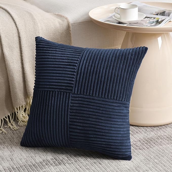 Fancy Homi 2 Packs Navy Blue Samll Decorative Throw Pillow Covers 12x12 Inch - Image 2