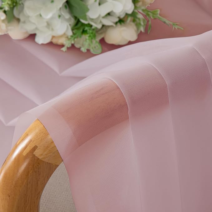 OVZME Blush Pink Sheer Curtains 120 Inches Long 2 Panels - Image 6