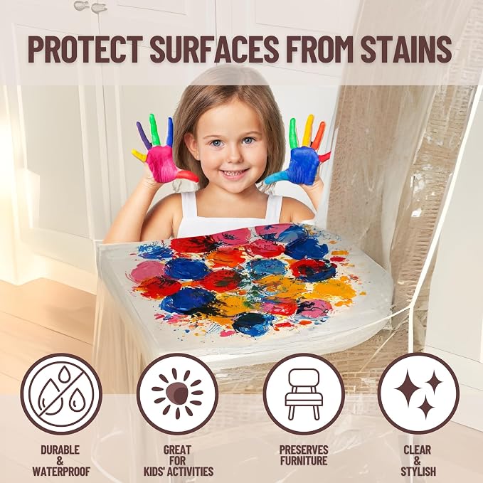 Evelots Dining Room/Kitchen Chair Cover/Protector-4 Pack- Heavy Duty Clear PVC - Image 2