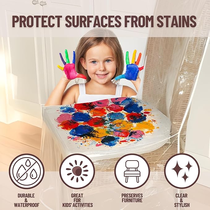 Evelots Dining Room/Kitchen Chair Cover/Protector-6 Pack- Heavy Duty Clear PVC - Image 2