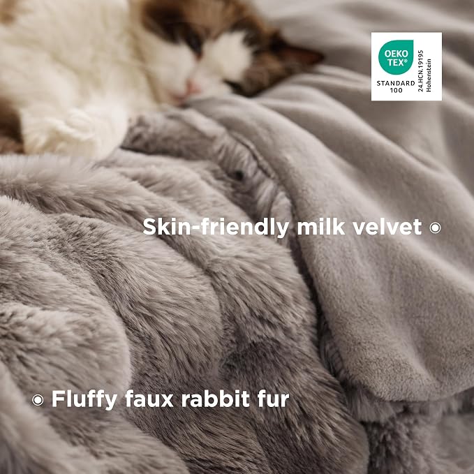 Bedsure GentleSoft Tie-dye Brown Fluffy Fuzzy Throw Blanket, Soft Cozy Fleece - Image 3