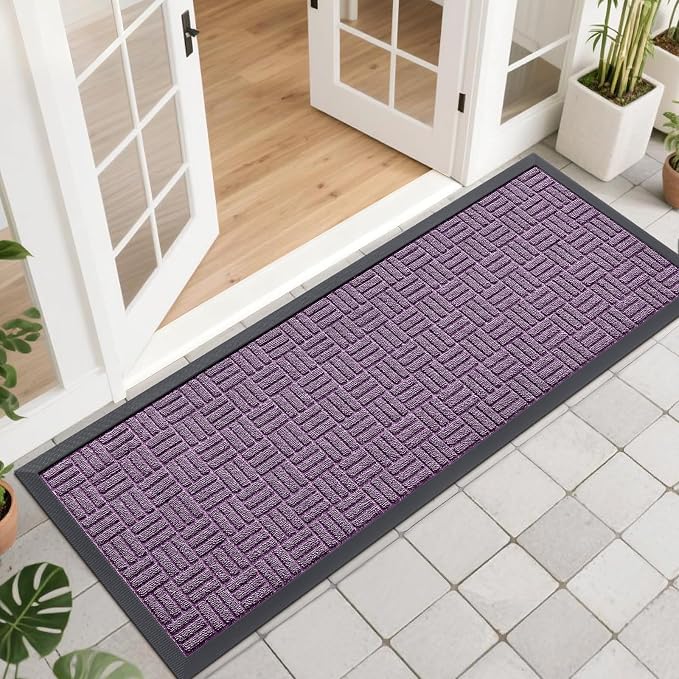OLANLY Front Door Mat Outside Entrance 47x17, Heavy Duty Sturdy Natural Rubber by OLANLY