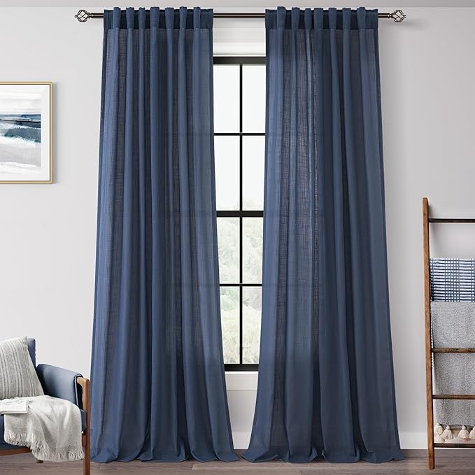 Navy Blue Curtains 86 inch Length by Jolilight