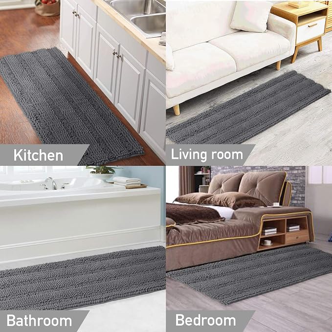 Turquoize Plush Chenille Bath Rug, Water Absorbent & Soft, - Image 6