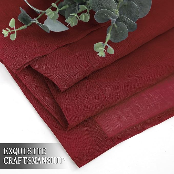Tollpiz Sheer Curtain Linen Textured Bedroom Curtains Sheer Light Filtering Rod - Image 7