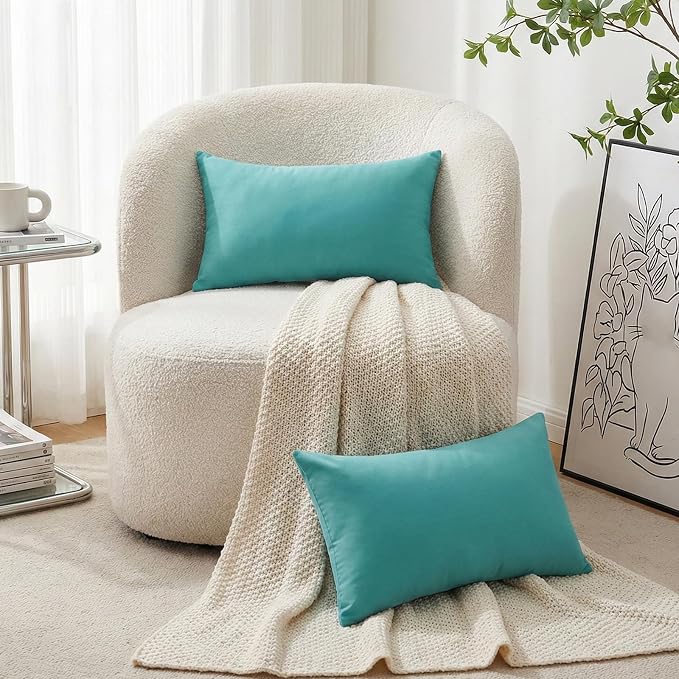 4-Pack 100% Cotton Lumbar Comfortable Solid Decorative Throw Pillow Case - Image 5