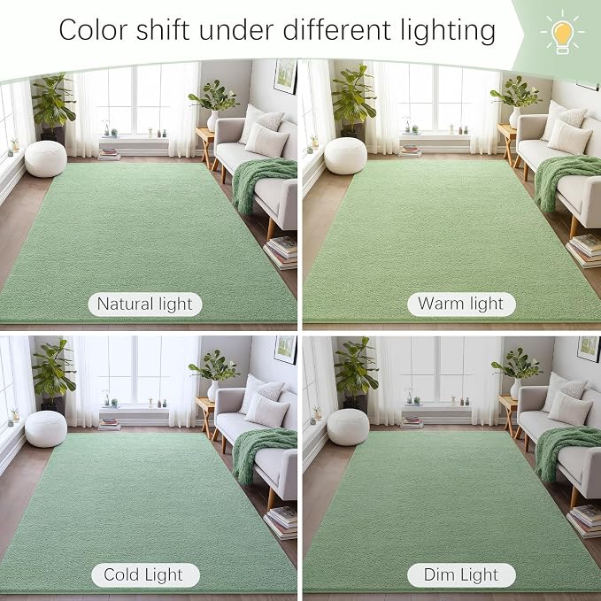 Soft Rugs for Living Room 4x6 Light Green, Modern Area Rug for Bedroom Nursery - Image 7