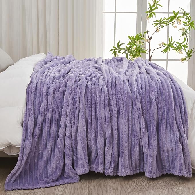 NEWCOSPLAY Super Soft Queen Blanket Lavender Premium Silky Flannel Fleece 3D - Image 4