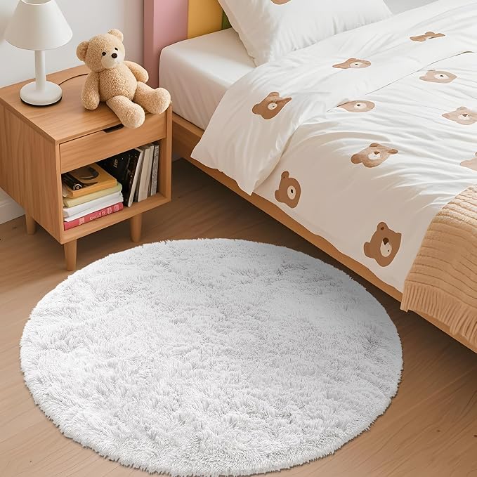 OLANLY White Round Rugs for Bedroom - Image 3