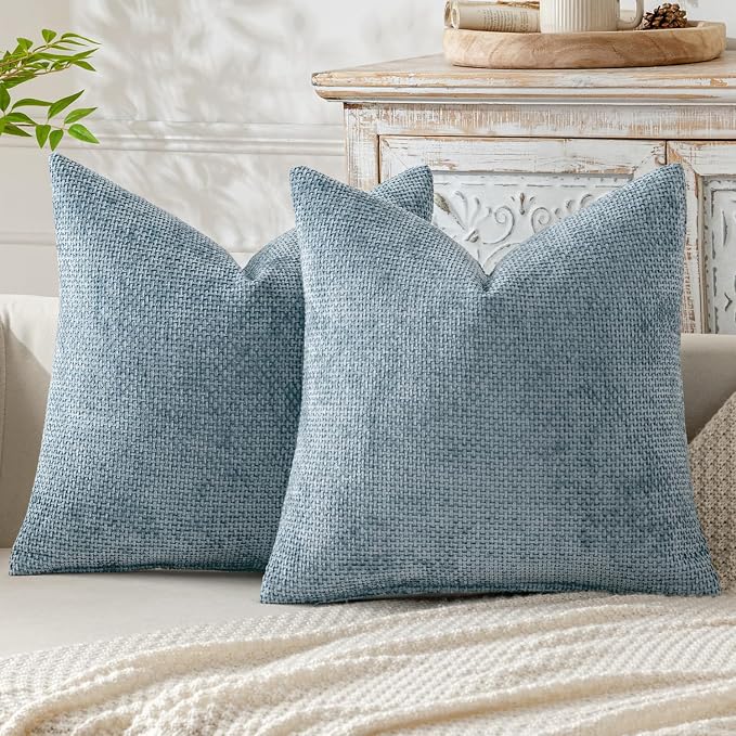 MIULEE Pack of 2 Couch Throw Pillow Covers 22x22 Inch Coastal Smoke Blue Modern by MIULEE