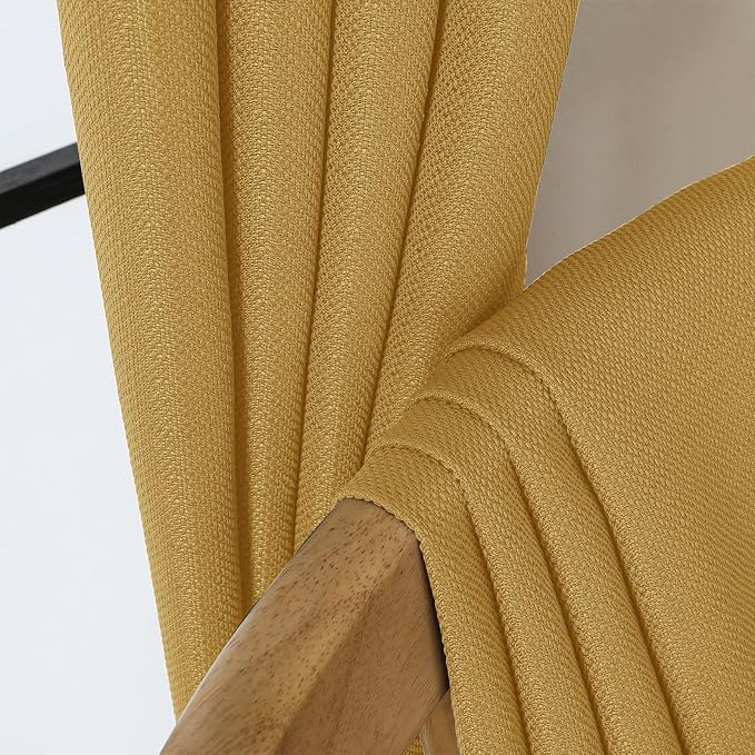Chyhomenyc 24 Inch Length Gold Faux Linen Textured Small Cafe Curtains - Image 9