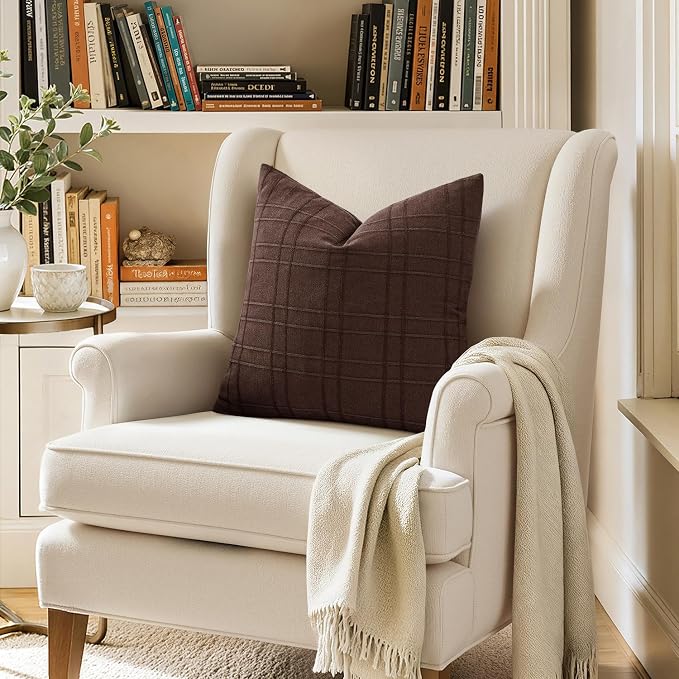 MIULEE Decorative Linen Check Euro Shams Throw Pillow Covers Neutral Farmhouse - Image 6