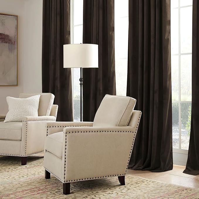 RYB HOME Brown Blackout Curtains 90 inches Long Velvet, Room Darkening Thermal - Image 6