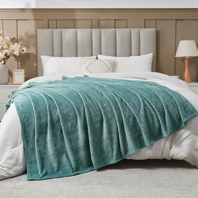 NEWCOSPLAY Super Soft Twin Blanket Light Teal Premium Silky Flannel Fleece - Image 4