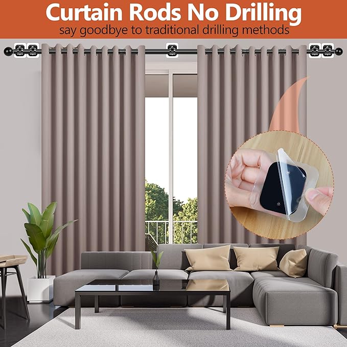Curtain Rods No Drilling for Windows Set 30 to 45 Inch, 5/8 Inch Diameter - Image 2