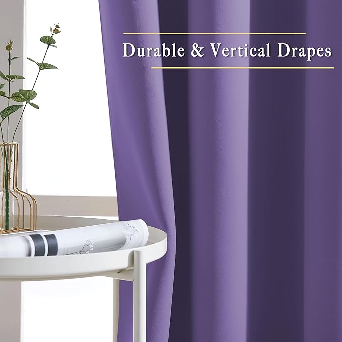 NICETOWN Blackout Lilac Purple Curtains 84 inches Long, Grommet Room Darkening - Image 5