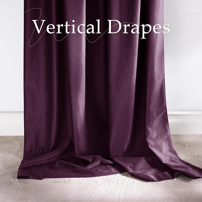 NICETOWN Dark Purple Heavy Velvet Curtains 84 inch Long - Image 7