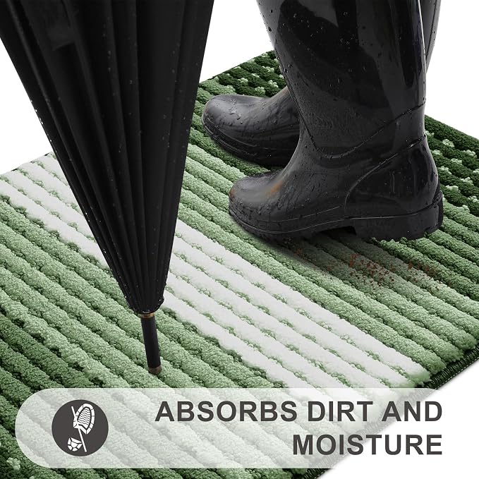 Kitinjoy Indoor Outdoor Door Mat, 48x32 Non-Slip Absorbent Dirt Trapper - Image 2