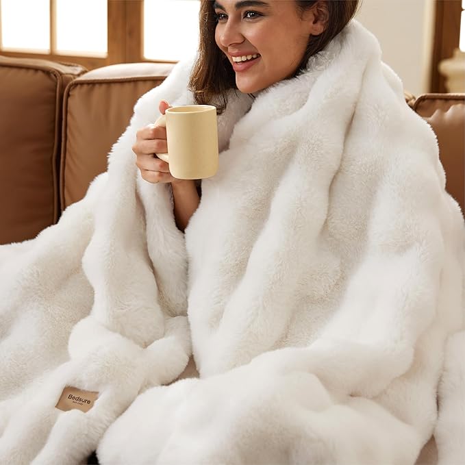 Bedsure GentleSoft Fluffy Faux Fur Throw Blanket by BEDSURE