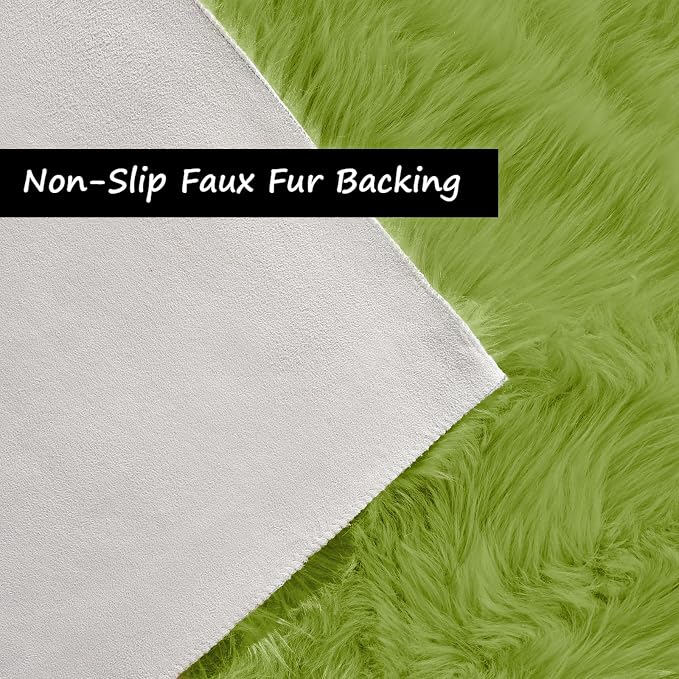 Goolela Fluffy Sheepskin Green Rugs 4x6 - Image 4