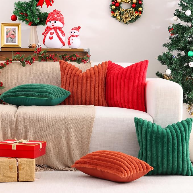 Pallene Faux Fur Plush Christmas Throw Pillow Covers 16x16 Set of 2, Luxury - Image 6