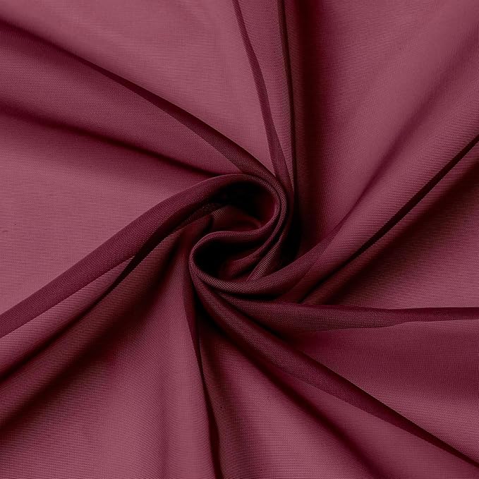 Kitchen Curtains 24 Inch Length Tier 2 Pieces, Burgundy Sheer Curtain Solid - Image 9