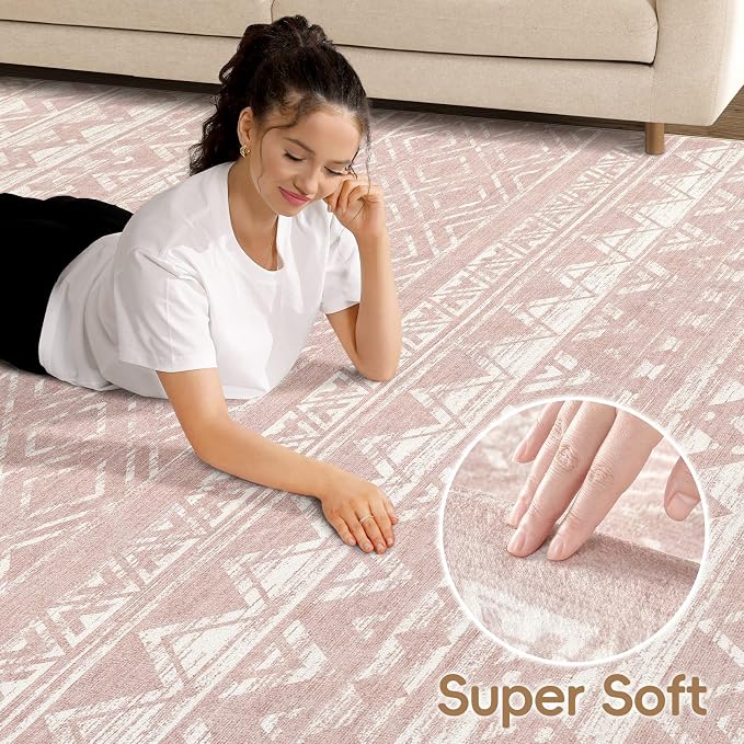 cotiled 10x12 Area Rug Living Room: Washable Boho Rugs - Image 2