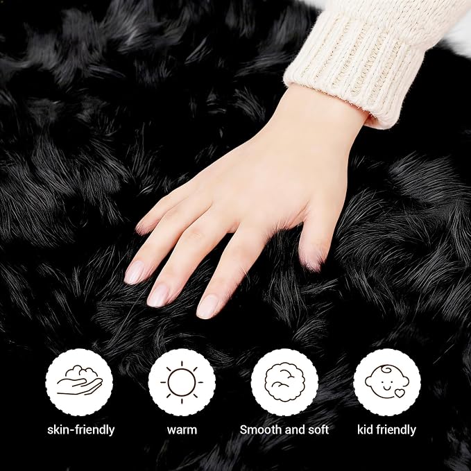 Ultra Soft Faux Fur Rug, Fluffy Shaggy 3ft Round Area Rug - Image 5