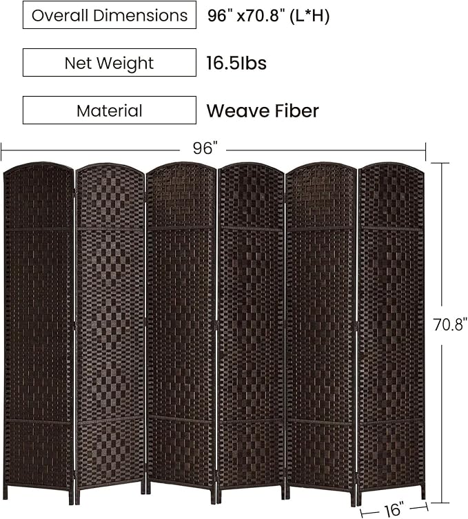 Rose Home Fashion Room Divider, 6 ft Tall Room Dividers and Folding Privacy - Image 3