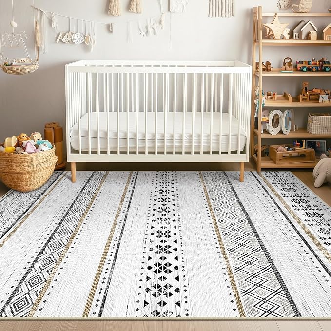 BESTSWEETIE 9x12 Area Rugs for Living Room Washable Moroccan Farmhouse Neutral - Image 7
