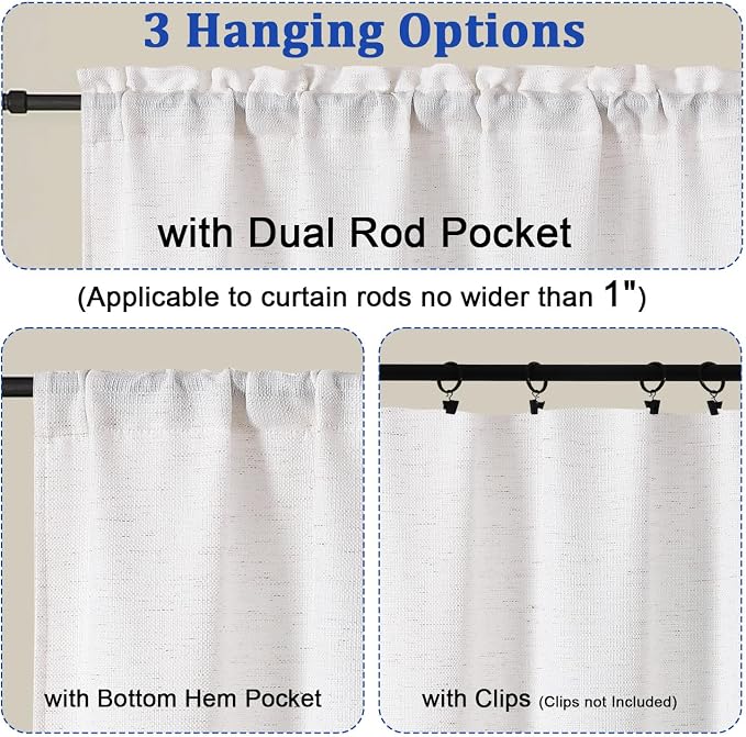 Chyhomenyc Natural Curtains 78 Inch Length 2 Panels Set, Faux Linen Textured - Image 5