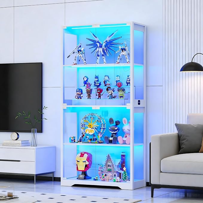 BROTTAR Display Cabinet with Glass Doors, 4-Tier Curio Cabinet with 3 Color - Image 5