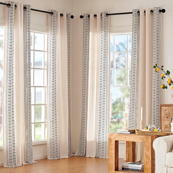 jinchan Boho Curtains for Bedroom Linen Blend Boho Curtains 96 Inches Long 2 - Image 5