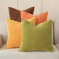 Volcanics Set of 4 Fall Orange Corduroy Decorative Throw Pillow Covers 18x18 by Volcanics