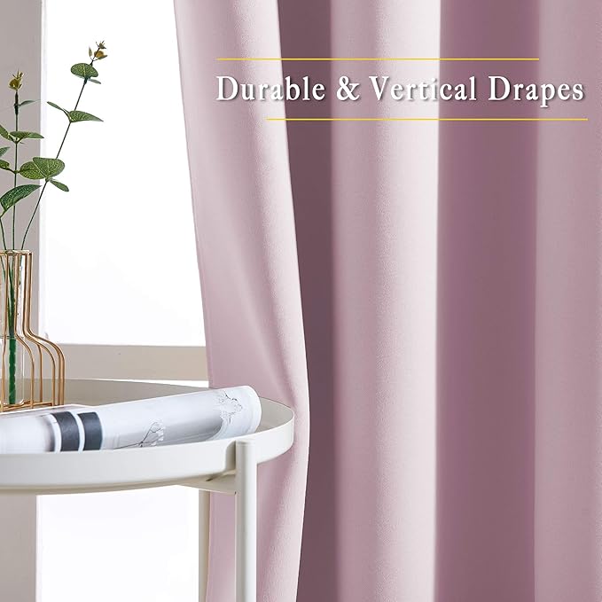 NICETOWN Room Darkening Baby Pink Curtains 63 inch Length - Image 5