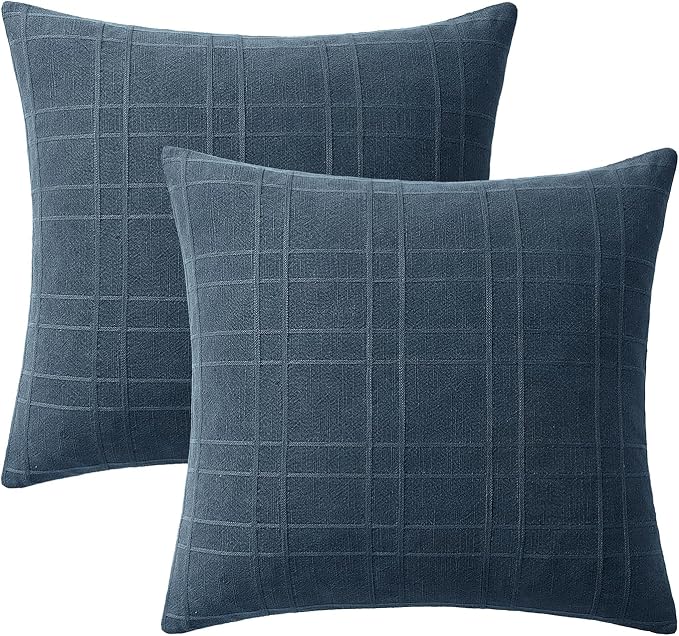 MIULEE Decorative Linen Check Euro Shams Throw Pillow Covers Neutral Farmhouse - Image 8