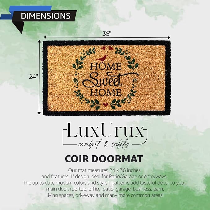 LuxUrux Welcome Mats Outdoor Coco Coir Doormat, - Image 2
