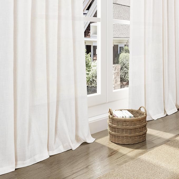 Ivory White Linen 112 Inch Curtains - Image 5