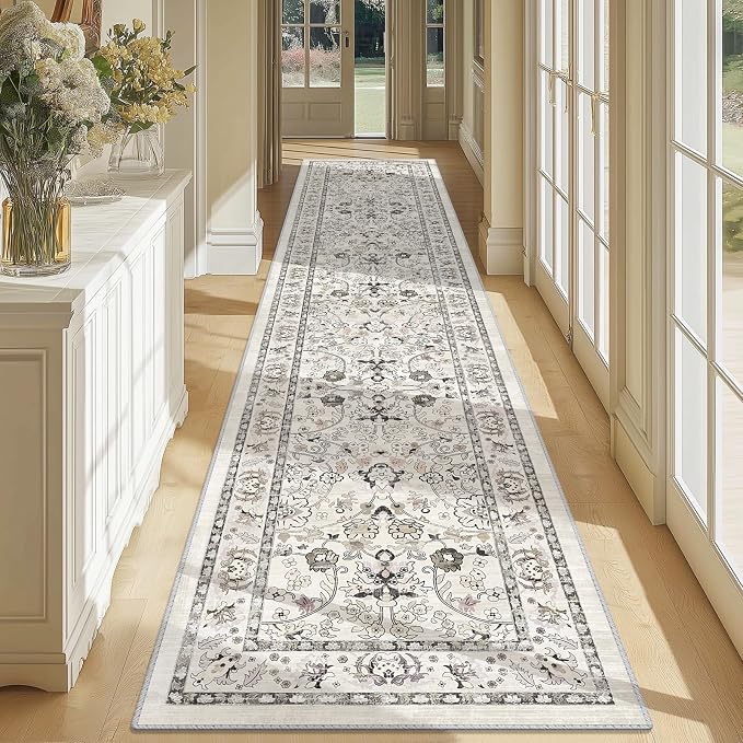 LOKHOM Washable Runner Rug, 2x10 Non-Slip Vintage Farmhouse Hallway Runner Rug by LOKHOM