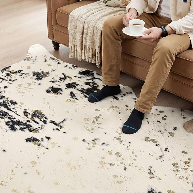 JONIYEAR Large Durable Faux Cowhide Area Rug 4.9 x 6.56 Feet, Premium Cow Print - Image 6