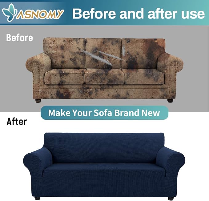 Asnomy Couch Covers for 3 Cushion Couch Stretch Sofa Covers Slipcovers - Image 6