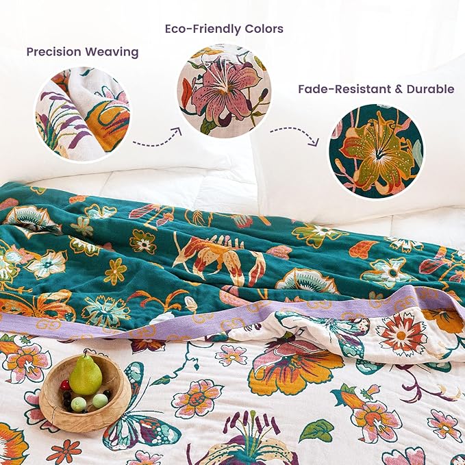 MSGKV Boho Throw Blanket 90"x108" Floral Blanket - Image 3