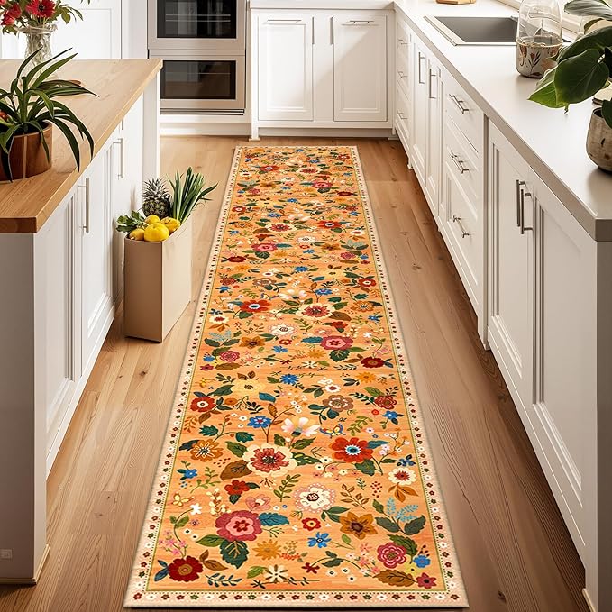 RELEANY Floral Nursery 2x6 Area Rugs Washable Print Boho Cute Carpet Non Slip - Image 9