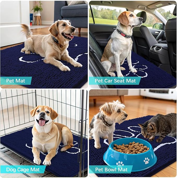 OLANLY Dog Door Mat for Muddy Paws 47x32, Paw Print Design, Absorbs Moisture - Image 7
