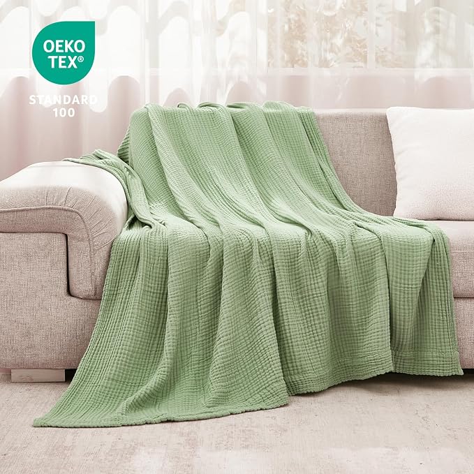 EMME Cotton Blanket Twin XL for Bed Soft Muslin Blankets 66"x90" Lightweight - Image 2