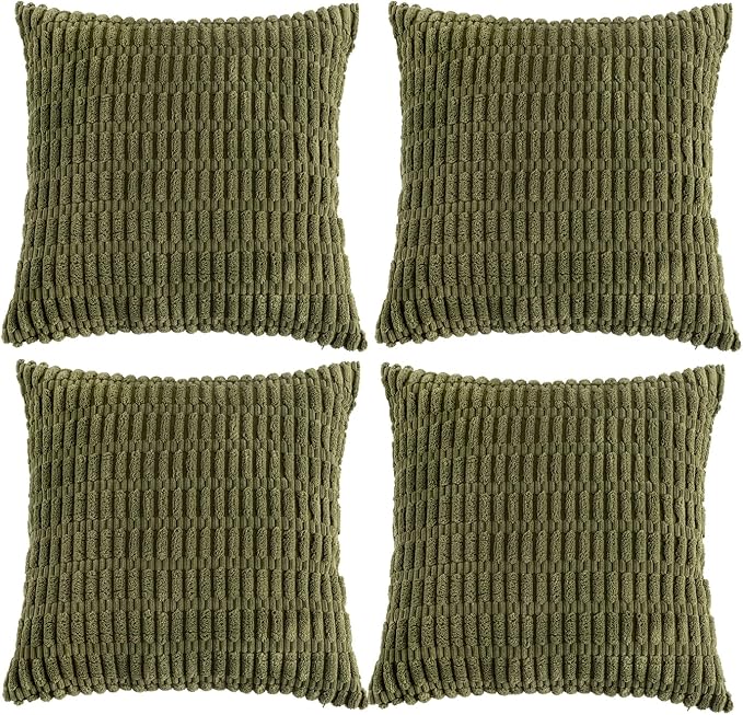 Fancy Homi 4 Packs Boho Moss Green Decorative Throw Pillow Covers 16x16 Inch by Fancy+Homi