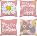 Hexagram Spring Summer Pillow Covers 18x18 Set of 4, Outdoor Floral Daisy by Hexagram